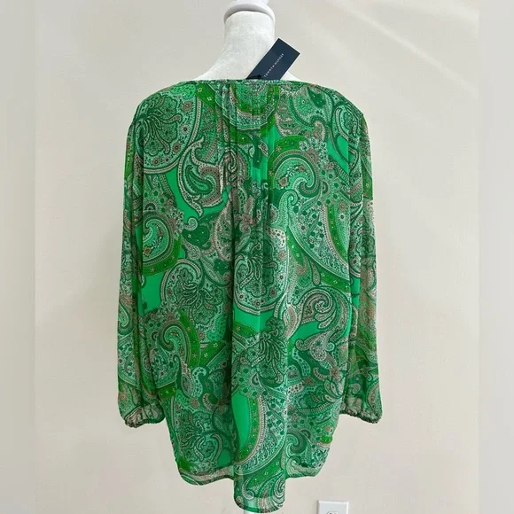 NWT Tommy Hilfiger Women’s Pintuck‎ Pleat Paisley Blouse Size XL - Picture 5 of 10